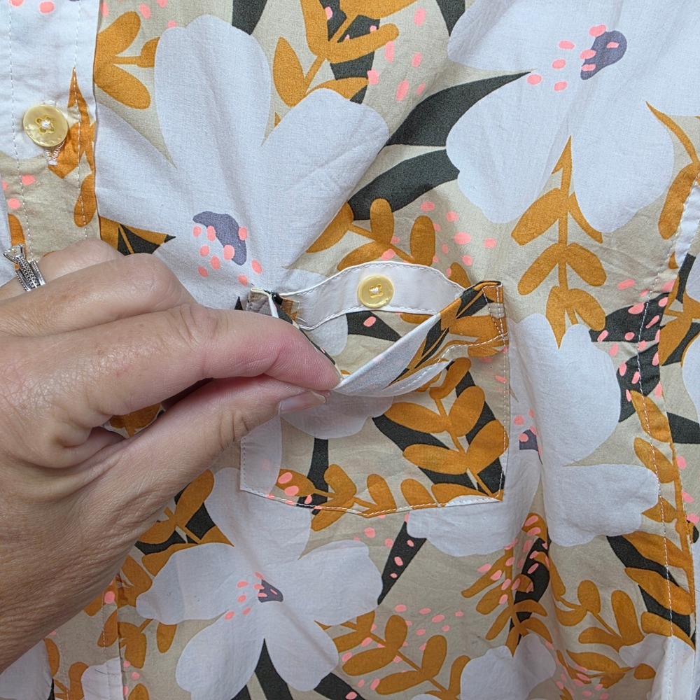 Descendant of Thieves Floral Shirt Mens XL Gold White Beach Preppy Hipster - Picture 3 of 13